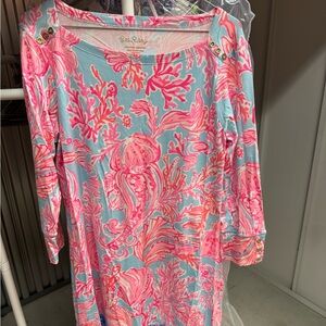 Lilly Pulitzer Pink and Blue Coral Pattern Top